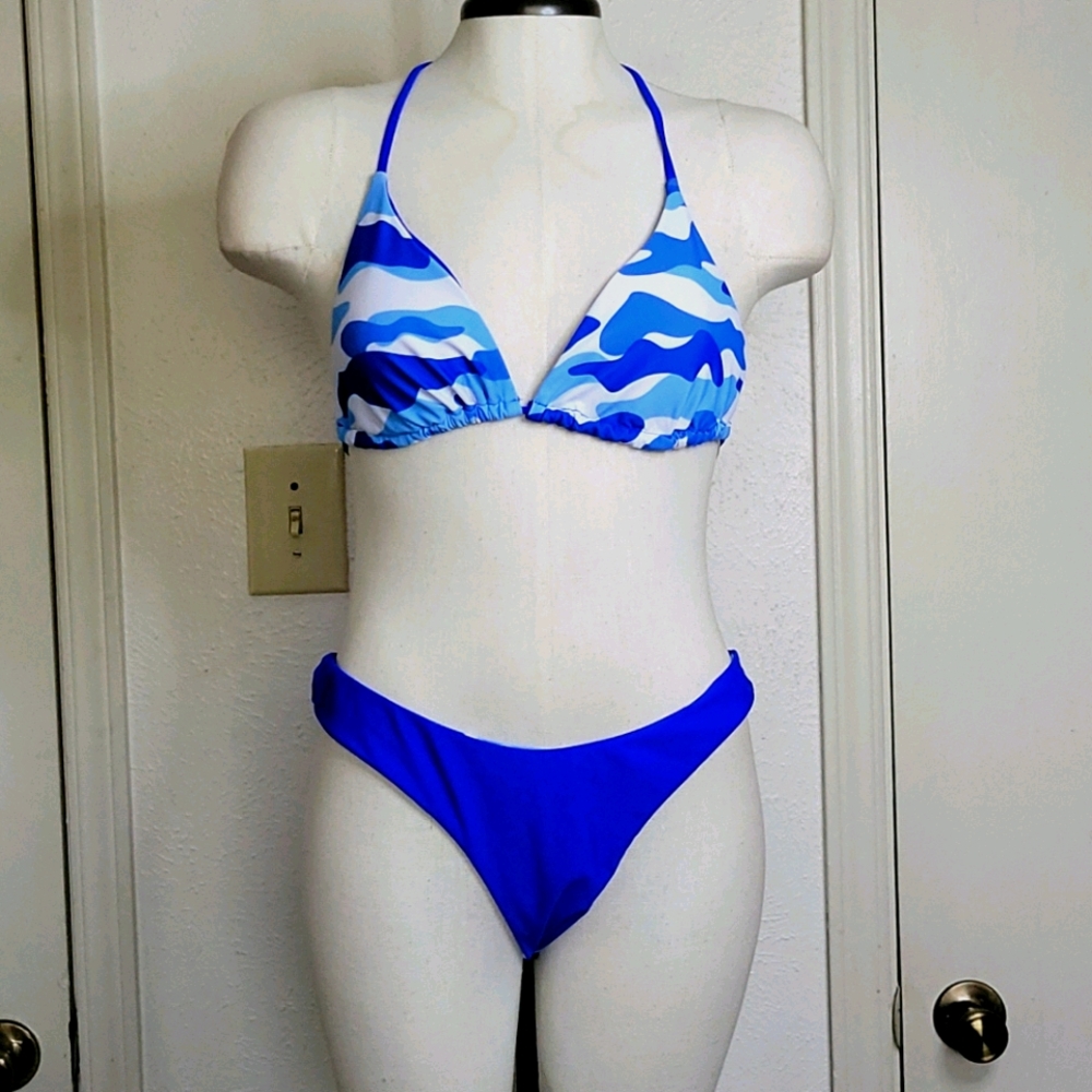 Shein Women's Two-Piece Blue Bikini set Size XL